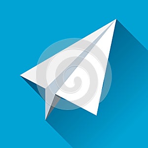 Paper plane icon in flat style. Airplane symbol. Vector object for you project